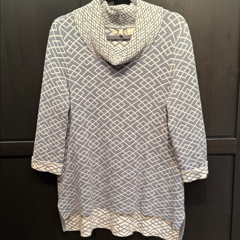 Anthropology Moth Cowl Neck Sweater in Gray and White size L